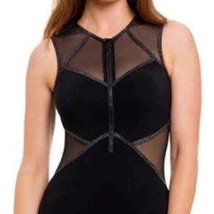 Profile by Gottex  Stargazer Mesh High Neck Zip One Piece Swimsuit